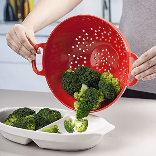 Zeal Melamine Colander with Handles in Red, 24cm – 3
