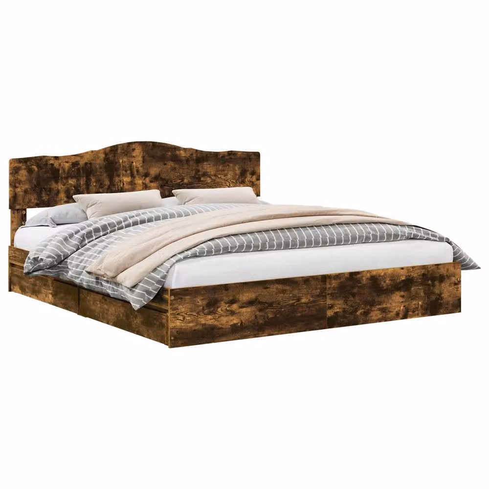 Berkfield Home Modern Storage Bed with Drawers in Smoked Oak Brown, W/D/H: 180 x 200 cm – 2