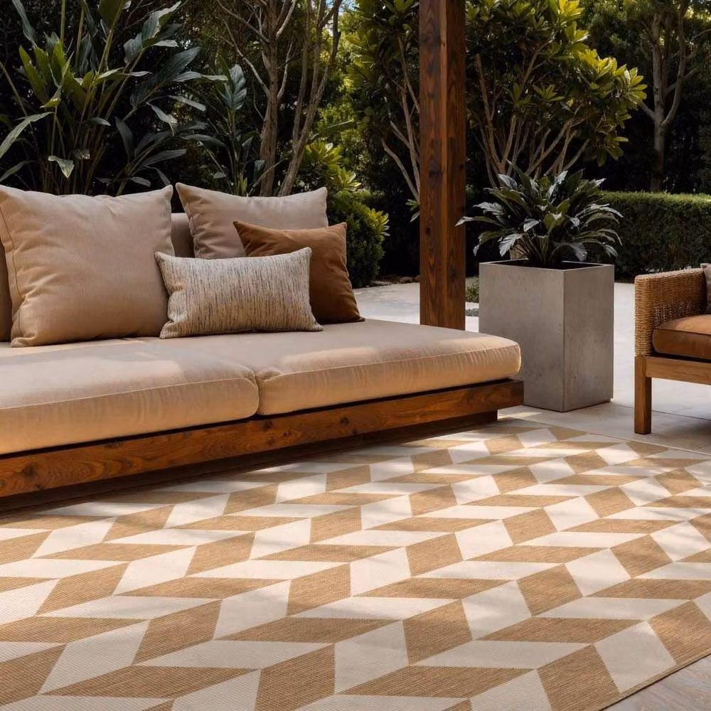 Ted Baker Terrick Reversible Indoor Outdoor Rug with Beige Chevron Design, W/D: 120 x 170 cm – 4