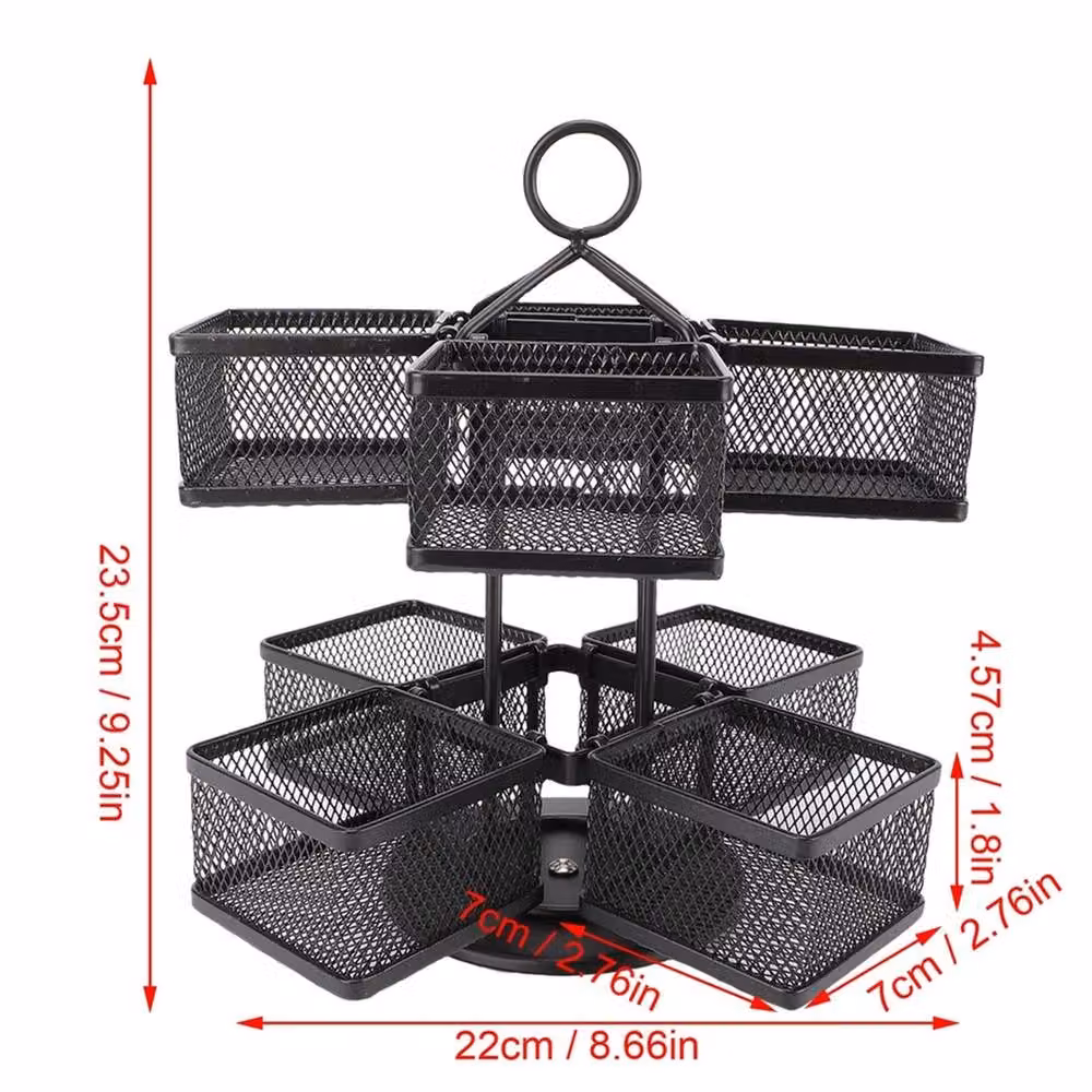 VOGREX 8 Compartment Rotating Metal Tea Bag Carousel Storage Organiser in Black – 2