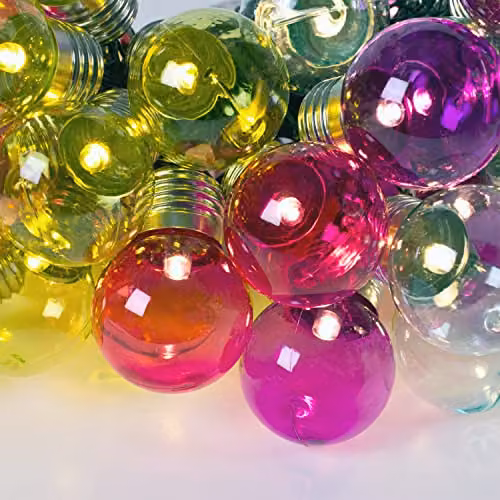 GardenKraft 50 LED Multi-Coloured Retro Festoon String Lights with 12.3m Cord and 5m Lead Wire – 2