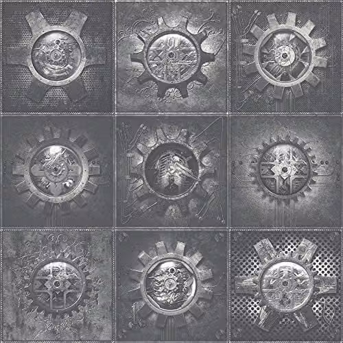 Galerie G56228 Steampunk Industrial Abstract Wallpaper, Silver/Grey, W: 53 cm, L: 10 m – 1