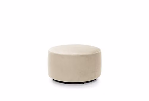 Abakus Direct Solero Cylindrical Velvet Swivel Footstool in Beige, Diameter: 73 cm, Height: 40 cm