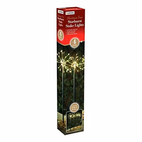 The Christmas Workshop 70369 LED Starburst Path Lights, 4 Pack, Warm White, Height: 50 cm – 3