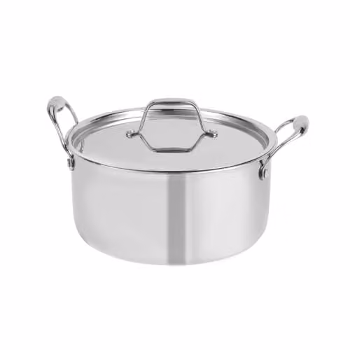 Royalford Silver Triply Stainless-Steel Casserole Dish with Lid, 24cm Diameter, Suitable for Induction and All Cooking Methods – 1