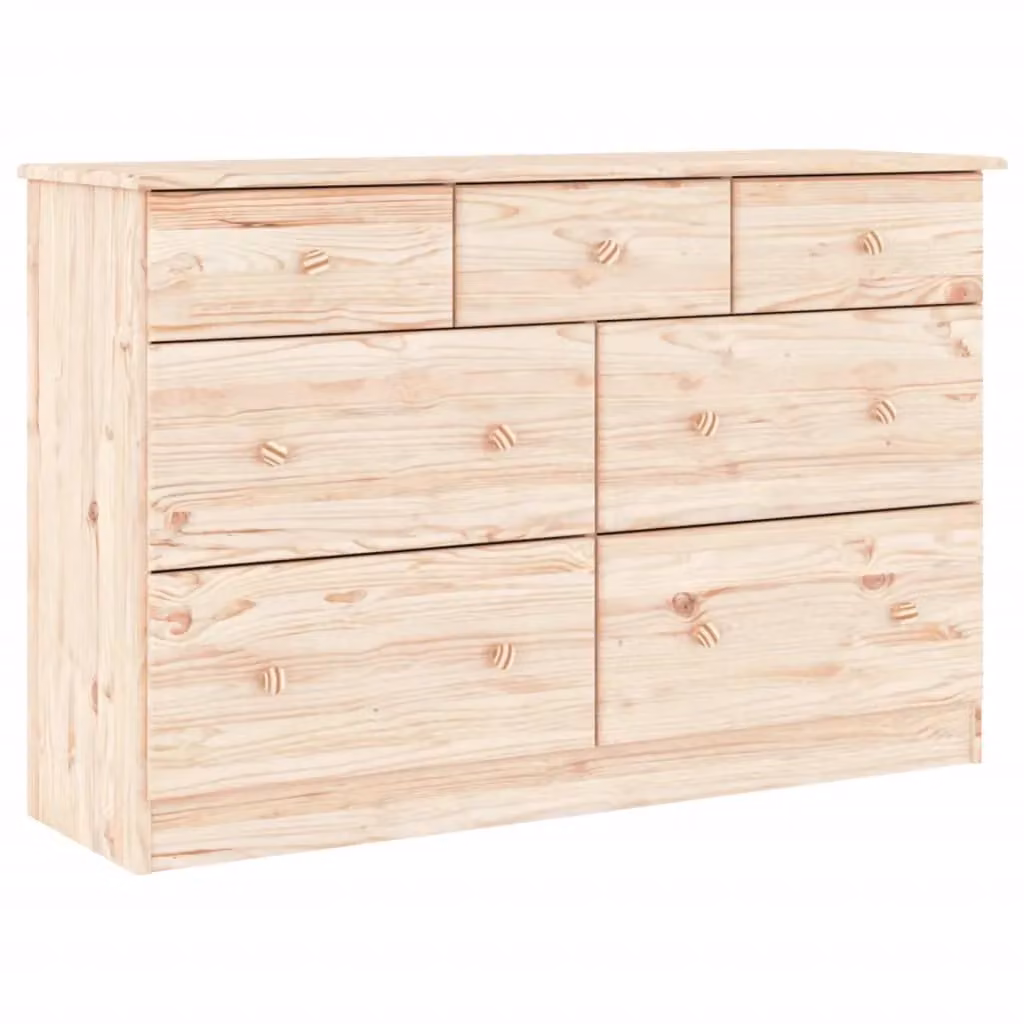 Berkfield Home ALTA Chest of Drawers in Brown Solid Wood Pine, W/D/H: 112 x 35 x 73 cm – 2