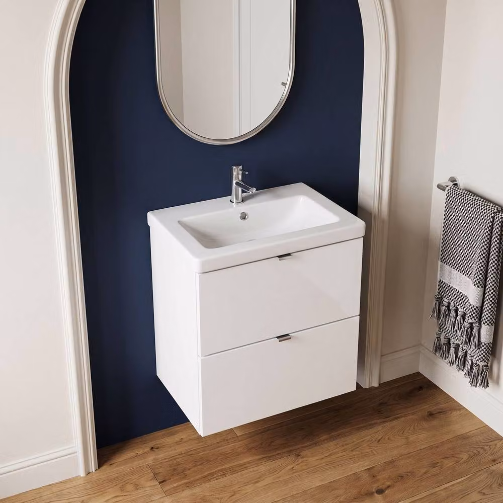 Balterley Alrewas 2 Drawer Wall Hung Vanity Basin Unit, Gloss White, W: 50 cm – 3
