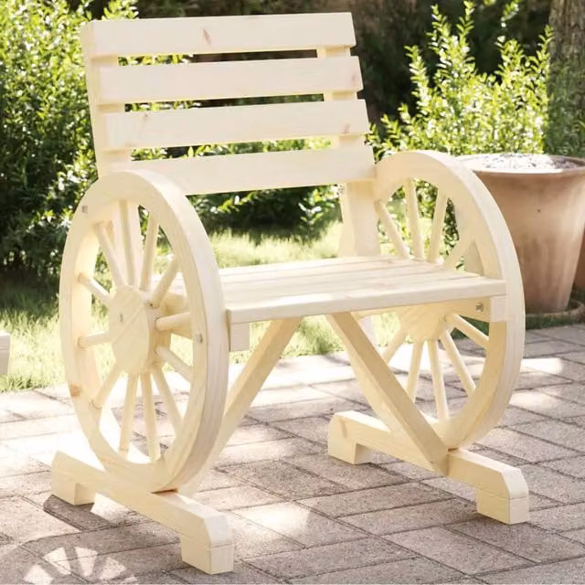 Berkfield Home Set of 4 Rustic Brown Solid Wood Fir Garden Chairs