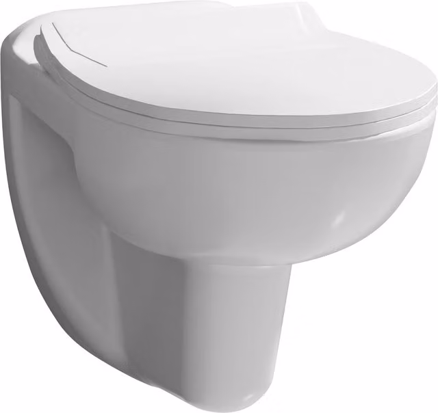 Balterley Adley Wall Hung Rimless Ceramic Toilet Pan with Soft Close Seat, White, W: 53.5 cm – 1