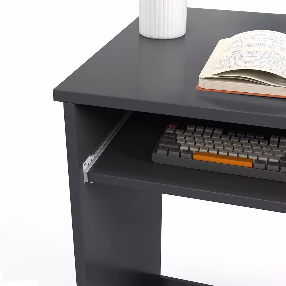 STILVORA Modern Computer Desk with Keyboard Tray and Drawer, Grey – 7