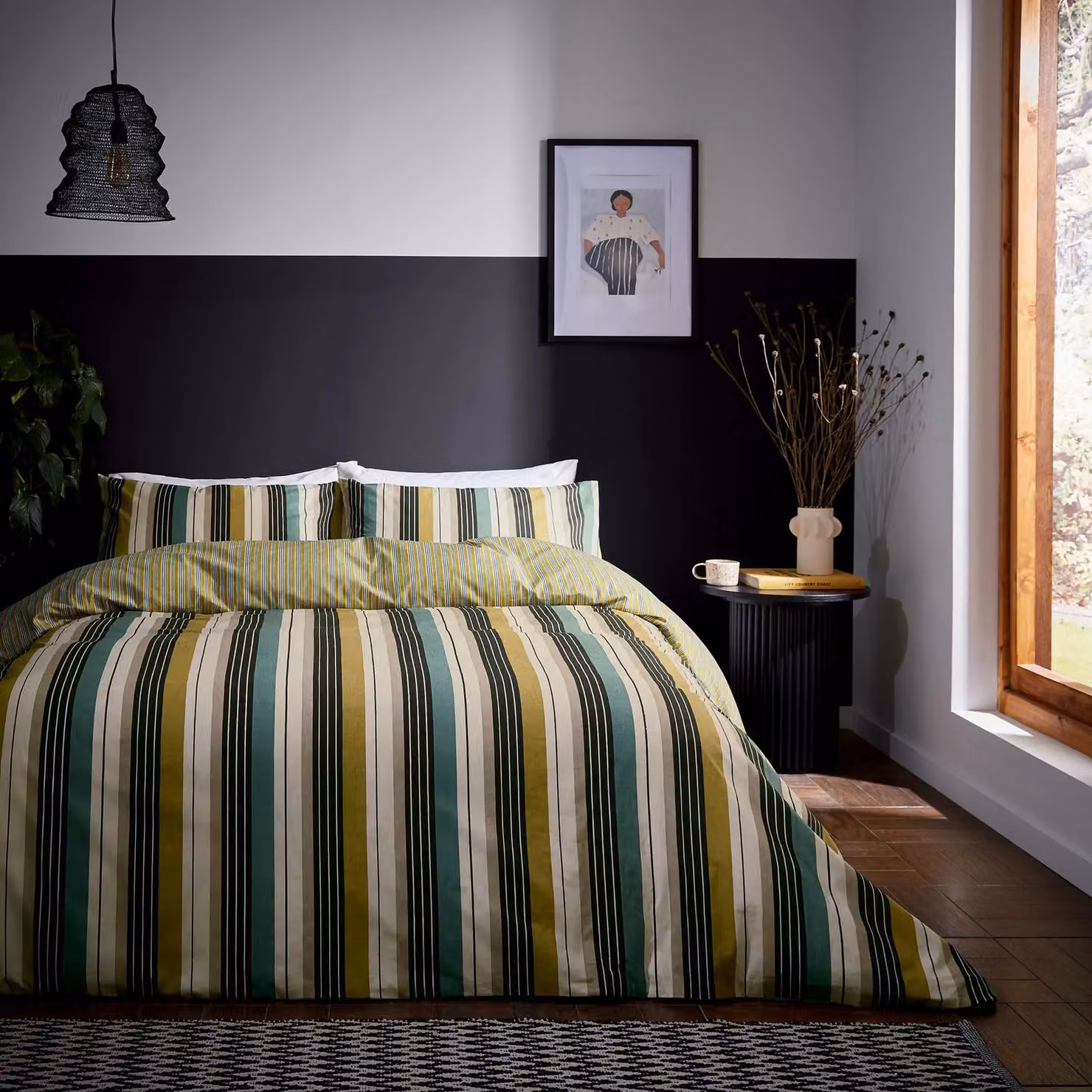 Helena Springfield Ari Stripe Single Cotton Duvet Cover and Pillowcase Set, Multicolour, W: 90 cm, H: 200 cm – 2