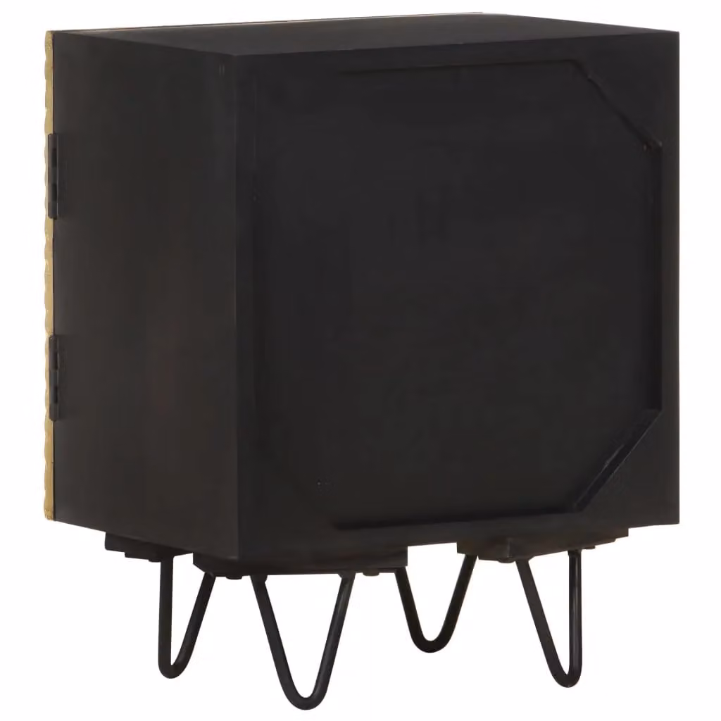 Berkfield Home Bedside Cabinet in Gold Solid Mango Wood with Brass Front W/D/H: 40 x 30 x 50 cm – 3