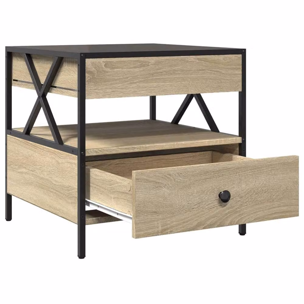 Berkfield Home Infinity LED Coffee Table in Sonoma Oak Brown, W/D/H: 50 x 50 x 51 cm – 4