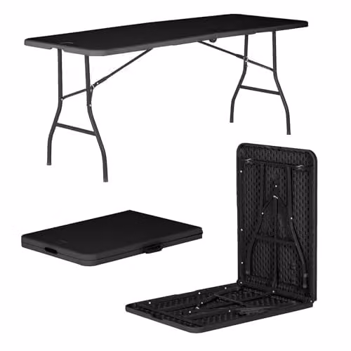 Harbour Housewares Black Rectangle Folding Trestle Table, W: 180 cm, D: 73.5 cm, H: 70 cm – 1