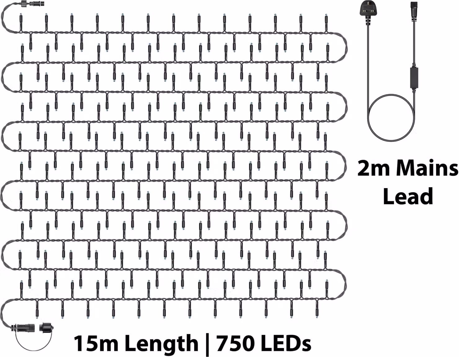 Xmas Haus LED Christmas Cluster Lights in Black and Copper Gold with Rubber Cable, IP65 Rated, 15m – 2