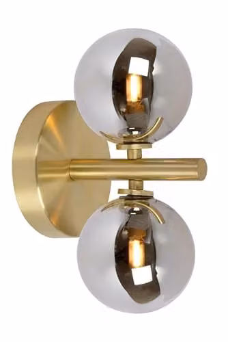 Lucide Tycho Dimmable Modern Wall Light in Gold/Brass with 2xG9 Glass Spheres, H 24.5 cm x W 15.0 cm x D 12.0 cm