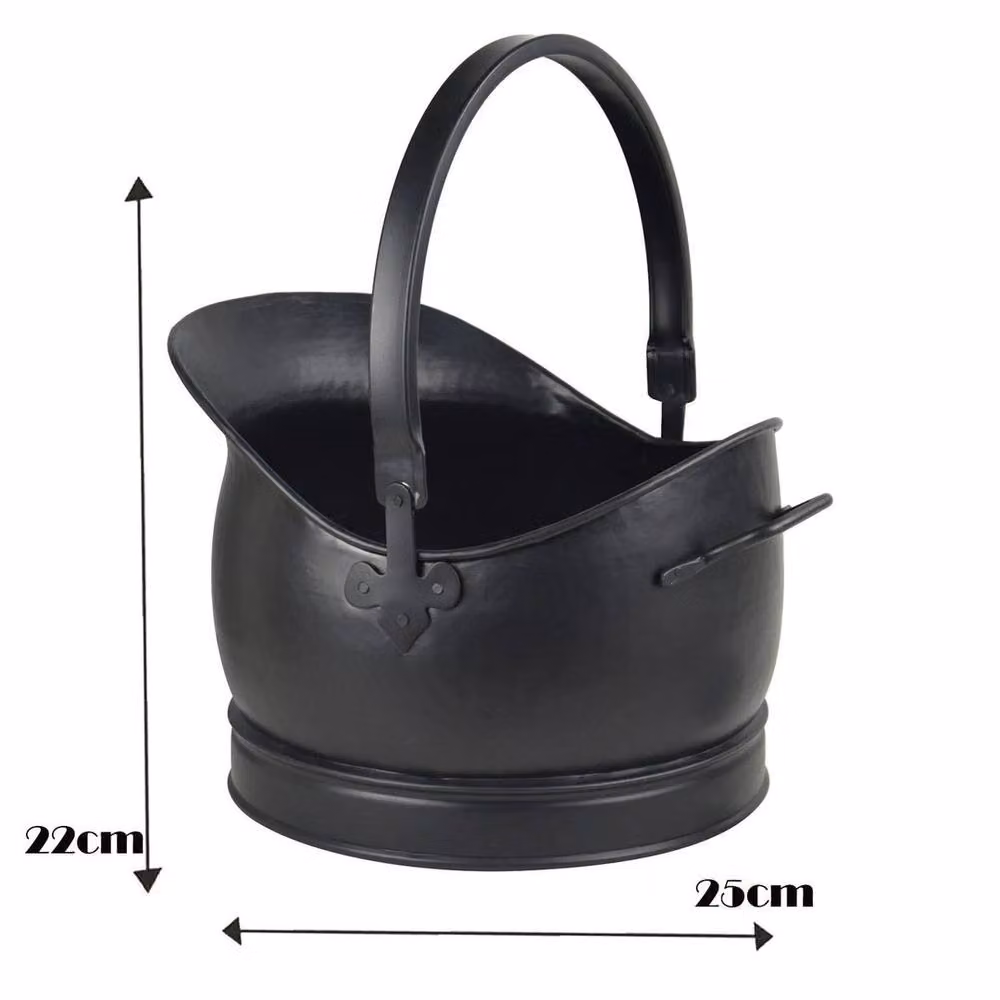 NESTLUNE Black Metal Freestanding Coal Bucket and Fireplace Log Holder, W/D/H: 25.0 x 22.0 x 23.0 cm – 2
