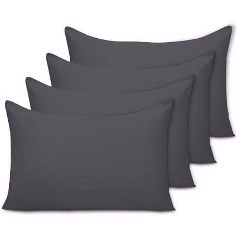 Pamposh Pack of 4 Microfibre Pillow Cases with Envelope Closure, Charcoal Grey, W: 50 cm x H: 75 cm