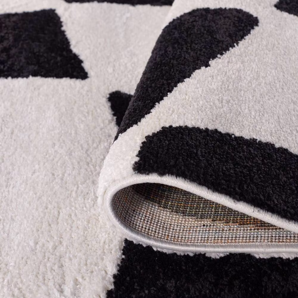 THE RUGS Joli Chequered Soft and Dense Pile Living Room and Bedroom Rug in Black, W: 120 cm, D: 170 cm – 6