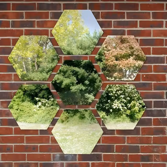 Primrose Hexagonal Geometric Acrylic Outdoor Wall Mounted Mirror in Silver