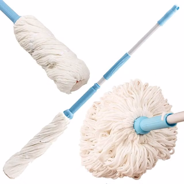 MySmartBuy Microfibre Squeeze Mop with Self-Wringing Mechanism and Hanging Hook, White, Height: 117 cm – 1