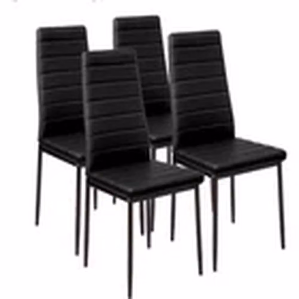 EONLION Set of 4 Black Modern Dining Chairs with Synthetic Leather Padded Seats and Metal Legs – 4