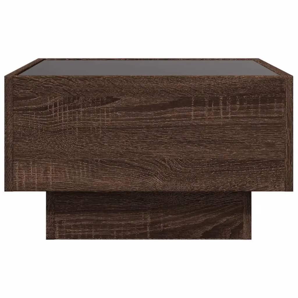 Berkfield Home Modern Square Coffee Table with LED in Brown Oak, W/D/H: 50 x 50 x 30 cm – 5