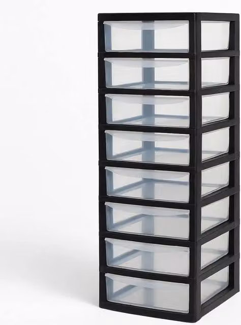 FLAVORA 8 Drawer Plastic Storage Unit in Black, Width: 50 cm – 1