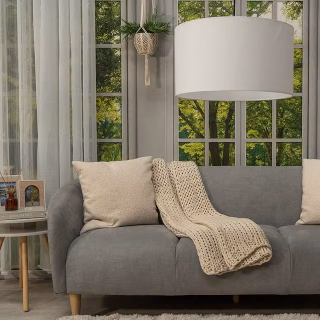 Reni Large White Cylinder Drum Pendant Light Shade