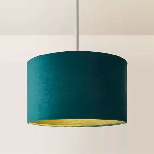 ValueLights Reni Modern Green Fabric Cylinder Drum Ceiling Lamp Shade, Width: 25 cm