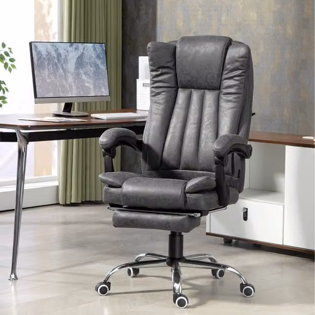 Vinsetto 6 Point Massage Executive Office Chair in Charcoal Grey with Headrest and Armrests
