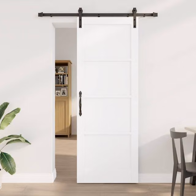 Berkfield Home Modern White Lacquered Solid Wood Pine Sliding Door with Hardware Set W: 78 cm, H: 211 cm