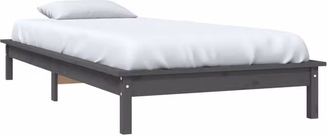 Berkfield Home Beautiful Bed Frame in Grey Solid Pine Wood, W/D/H: 90 x 200 cm – 1