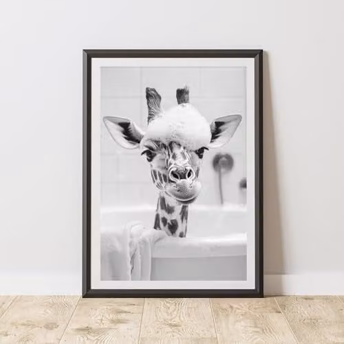 60 Second Makeover Giraffe Bubbles Head Animal Print Paper Poster, A4