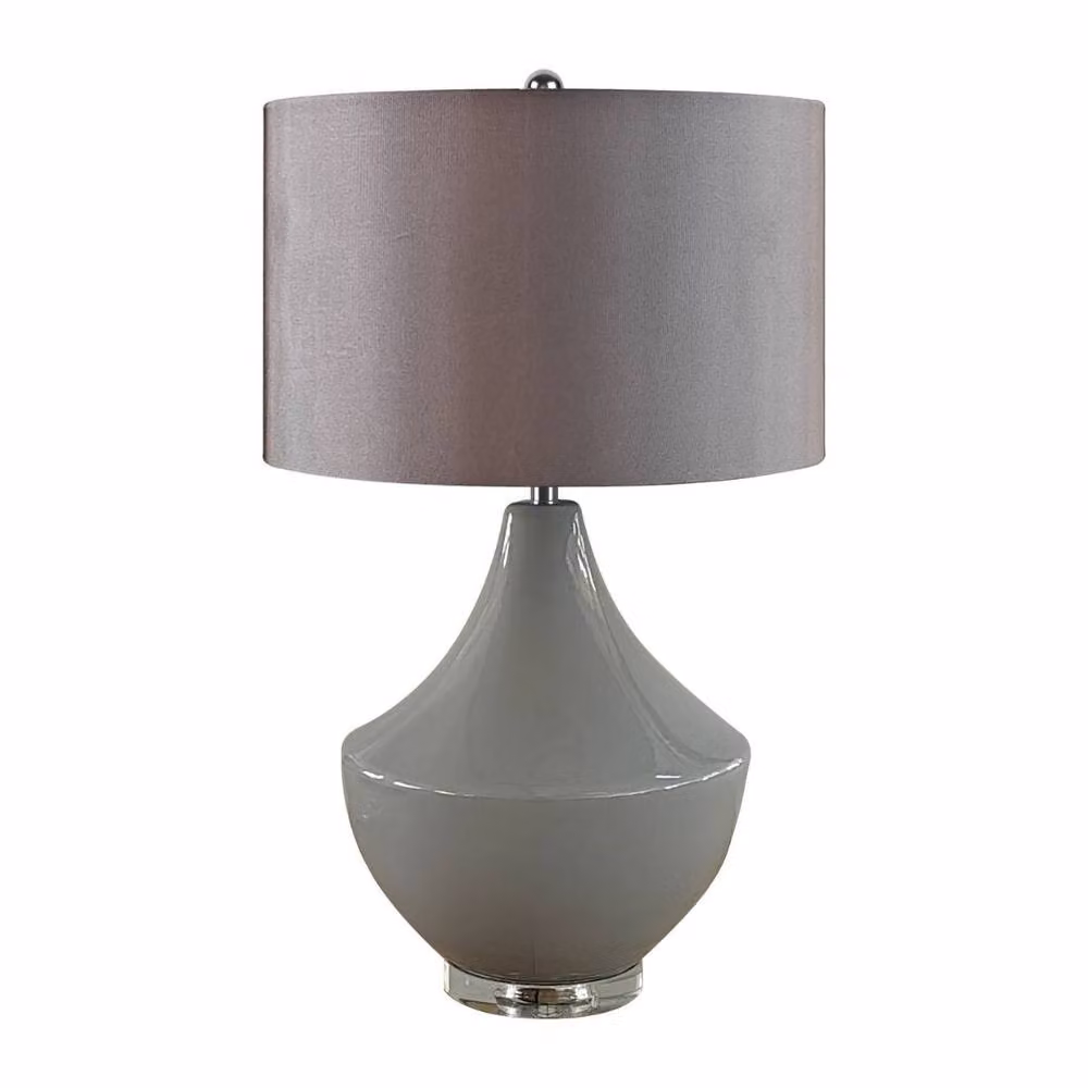 Pagazzi Sarah Grey Ceramic Table Lamp with Fabric Shade, H 68 cm x W 40 cm x D 40 cm – 2