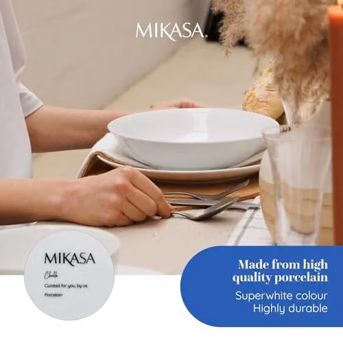 Mikasa White Porcelain Pasta Bowl Set of 4, Diameter: 23 cm – 4