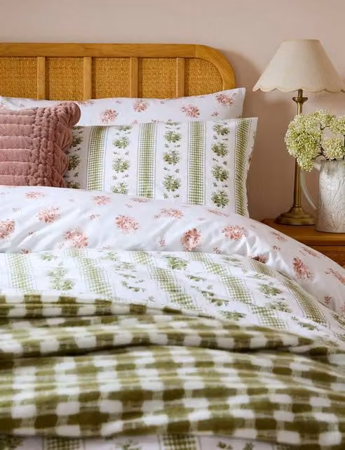 Laura Ashley Set of 2 Pensham Stripe Pure Cotton Pillowcases in Green Mix