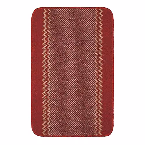 THE RUGS Red Machine Washable Non-Slip Area Rug with Bordered Design, W/D/H: 100 x 67 cm
