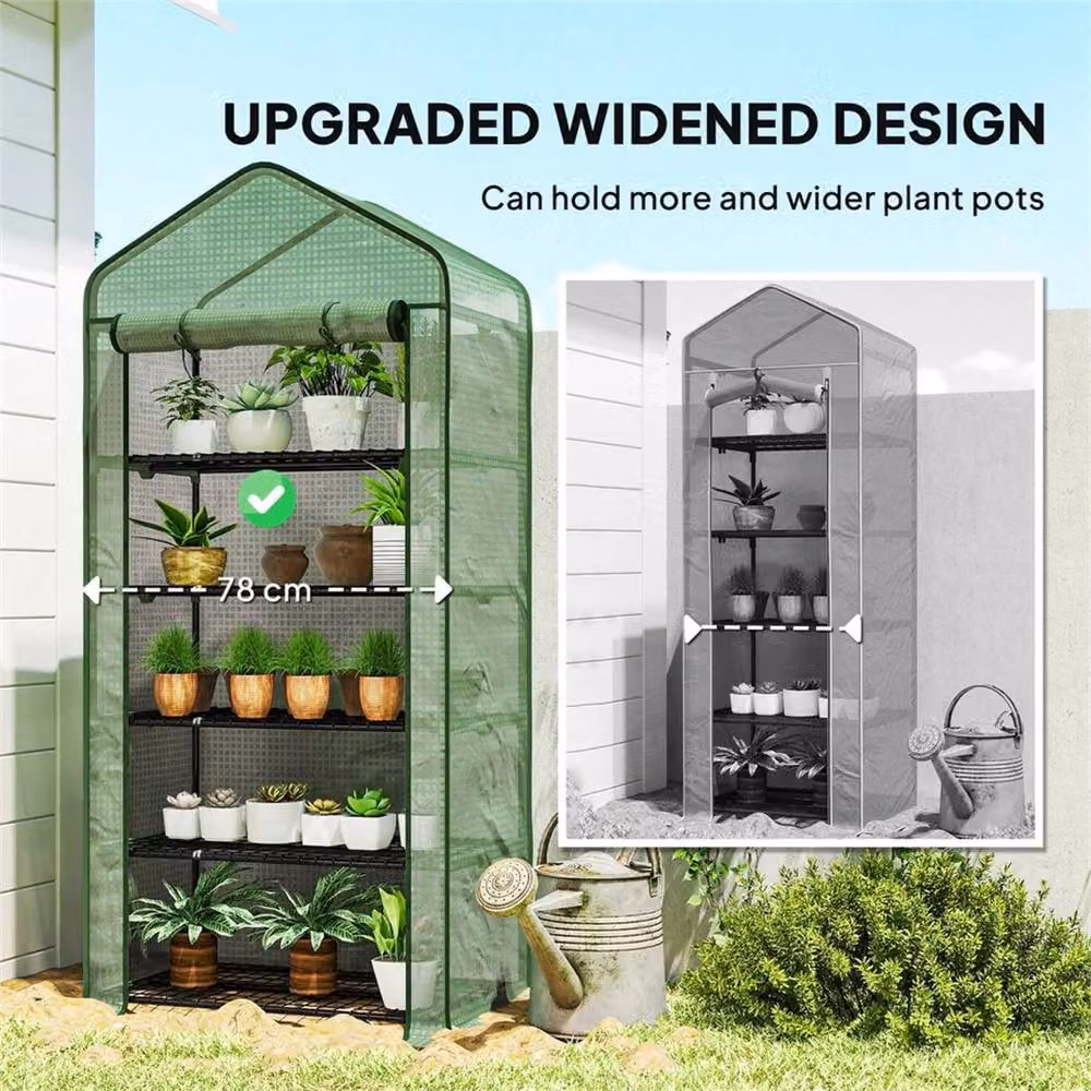EONLION 5 Tier Widened Mini Freestanding Greenhouse in Green – 2