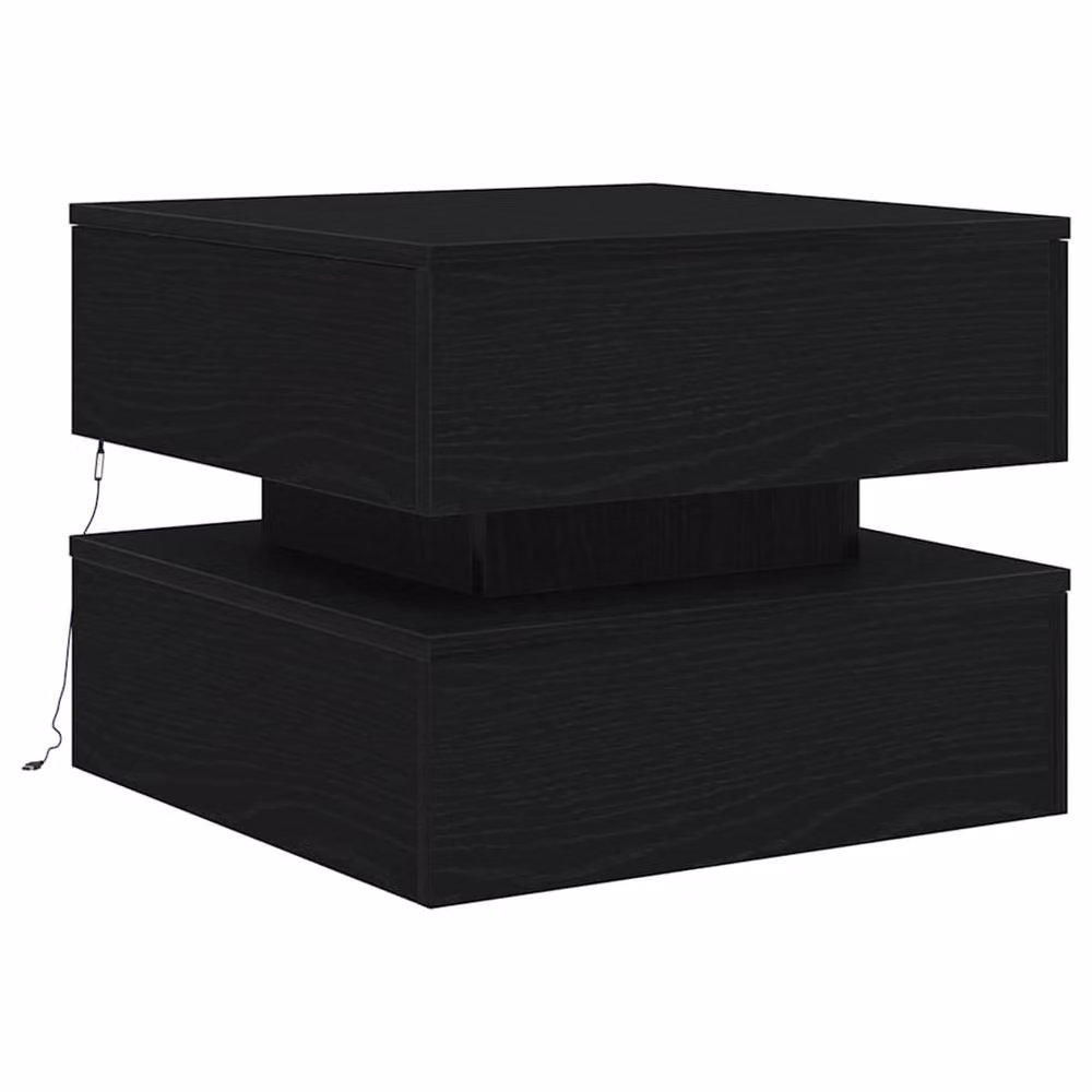 Berkfield Home Modern Square Coffee Table with LED Lights in Black Oak, W/D/H: 50 x 50 x 40 cm – 3