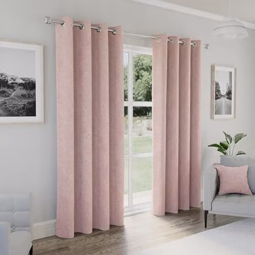 Enhanced Living Austin Blackout Eyelet Curtains, Blush Pink, W: 117 cm, H: 183 cm – 1