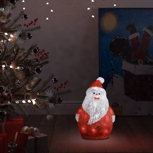 Berkfield Home LED Christmas Acrylic Santa Figure in Red, Height: 28 cm