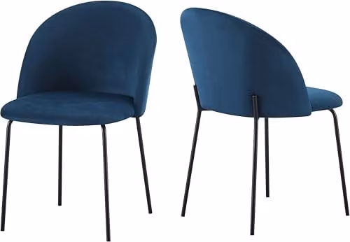 Seconique Boston Dining Chairs in Blue Velvet, Set of 4 – 1