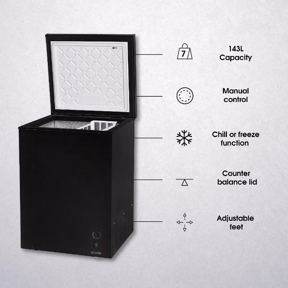 Abode 142L Freestanding Chest Freezer in Black – 3
