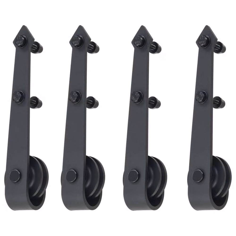 Berkfield Home Sliding Door Hardware Kit in Black Steel, 2 x 183 cm – 4