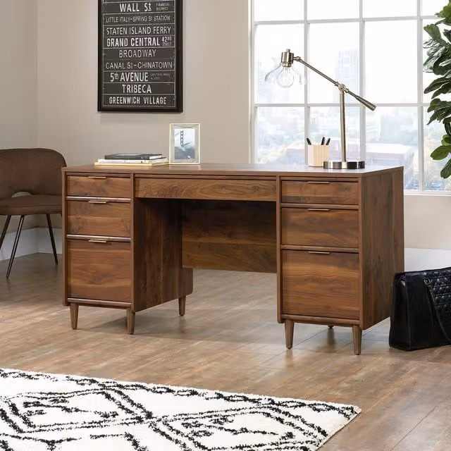 Teknik Clifton Place Executive Computer Desk in Grand Walnut Brown