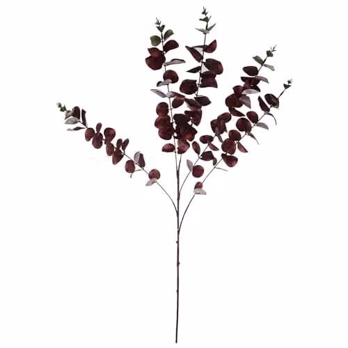 Set of 6 Burgundy Eucalyptus Artificial Leaf Flowers, Length: 100 cm – 3
