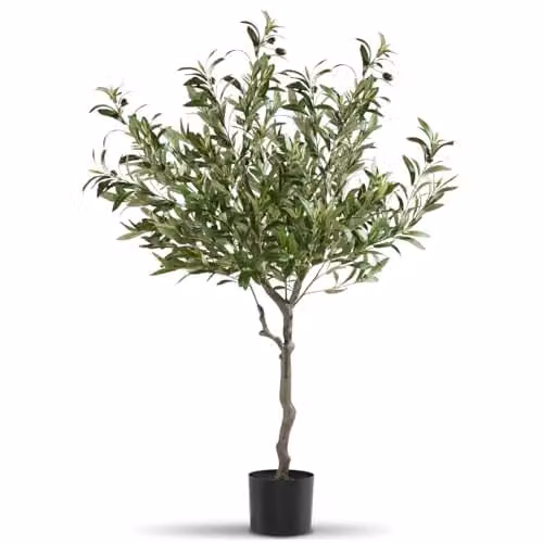 tectake Artificial Mediterranean Olive Tree in Green, Height: 120 cm, W/D/H: 40 x 40 x 120 cm – 1