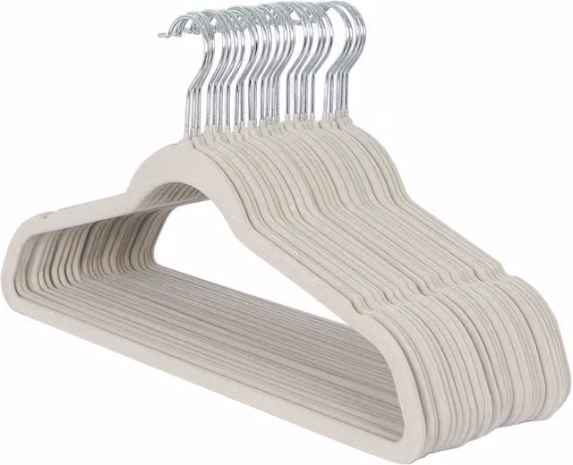 Harbour Housewares 25 Non-Slip Velvet Clothes Hangers with Trouser Bar in Grey – 1
