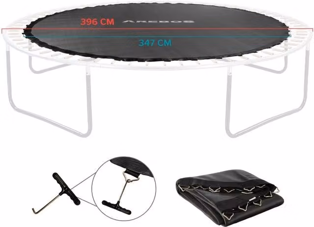 AREBOS Black Trampoline Jumping Mat, Diameter: 396 cm